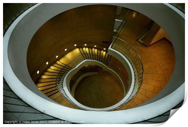Curved staircase in utility space  Print by Helen Jones
