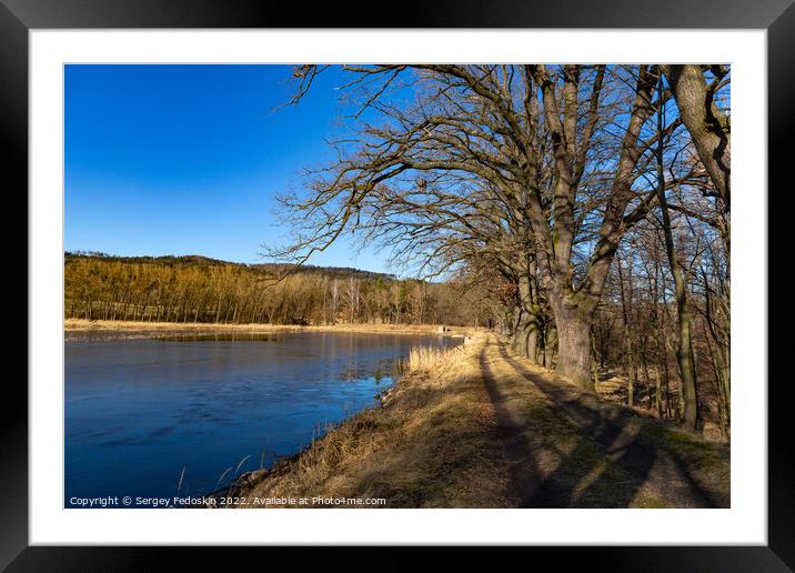 Czech countryside landscape with lake in early spr Framed Mounted Print by Sergey Fedoskin