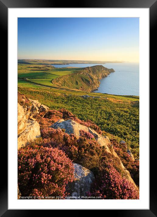 Over looking Penbwchdy nr Strumble Head in the eve Framed Mounted Print by Chris Warren