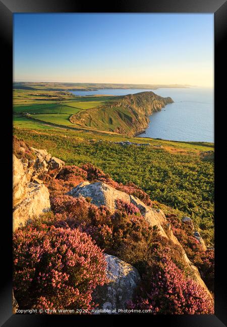 Over looking Penbwchdy nr Strumble Head in the eve Framed Print by Chris Warren