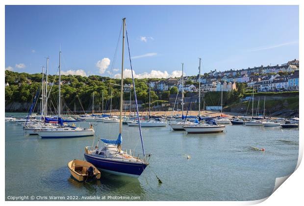 Boats moored at Newquay Wales Print by Chris Warren