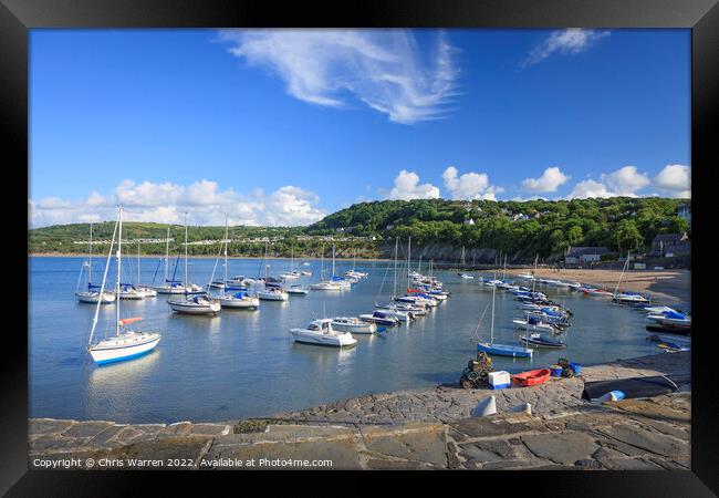 Boats moored at Newquay Wales Framed Print by Chris Warren