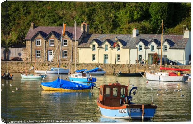 Pretty quayside cottages at Lower Town Fishguard  Canvas Print by Chris Warren
