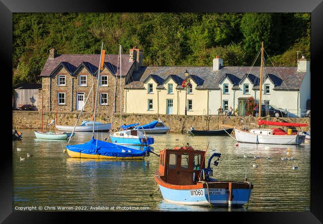 Pretty quayside cottages at Lower Town Fishguard  Framed Print by Chris Warren