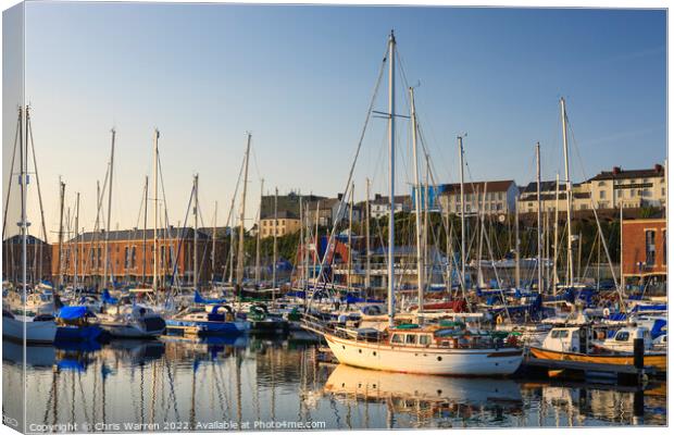 Milford Haven Marina in the evening light  Canvas Print by Chris Warren