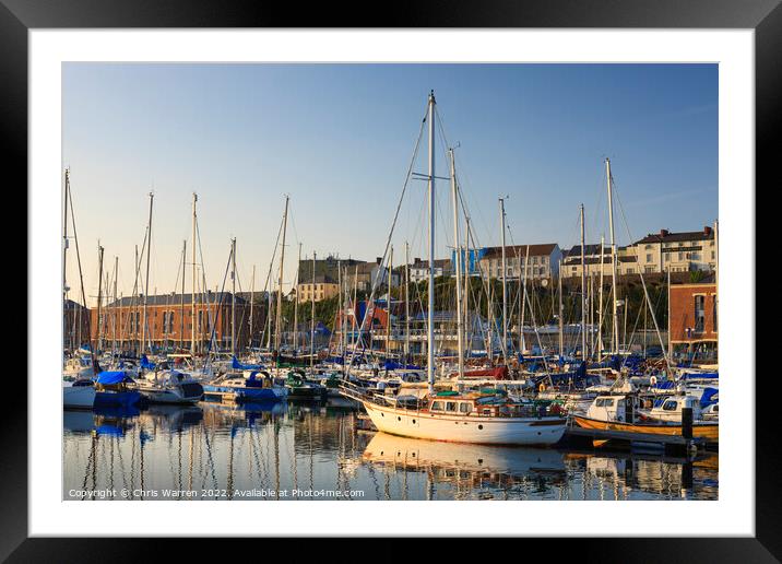 Milford Haven Marina in the evening light  Framed Mounted Print by Chris Warren