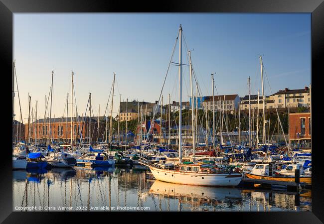 Milford Haven Marina in the evening light  Framed Print by Chris Warren