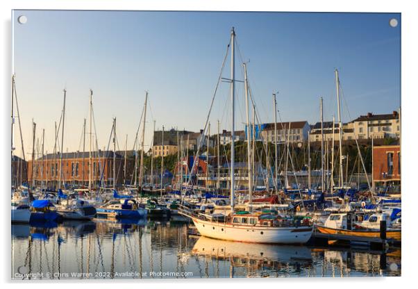 Milford Haven Marina in the evening light  Acrylic by Chris Warren