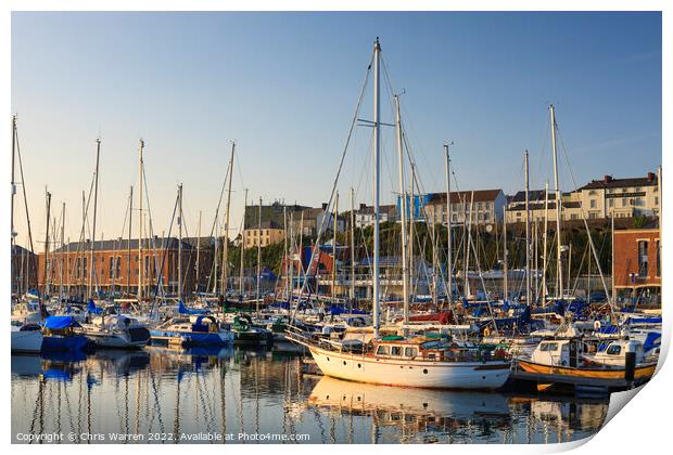 Milford Haven Marina in the evening light  Print by Chris Warren