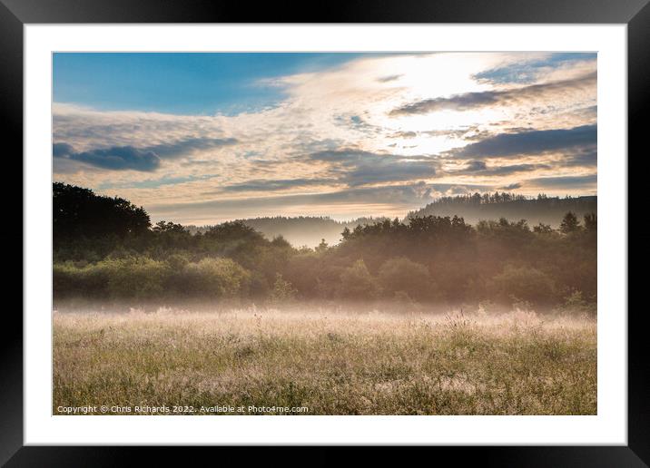 Misty Morning on Waun Gyrlais Heath Framed Mounted Print by Chris Richards