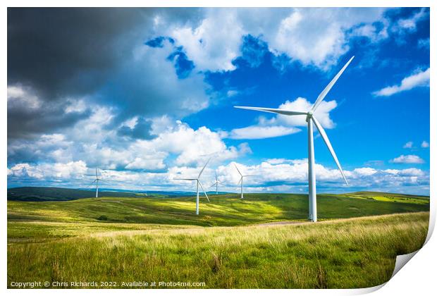 Mynydd Y Betws Wind Farm Print by Chris Richards