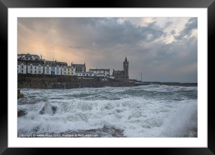 Early morning,Porthleven Harbour Cornwall Framed Mounted Print by kathy white