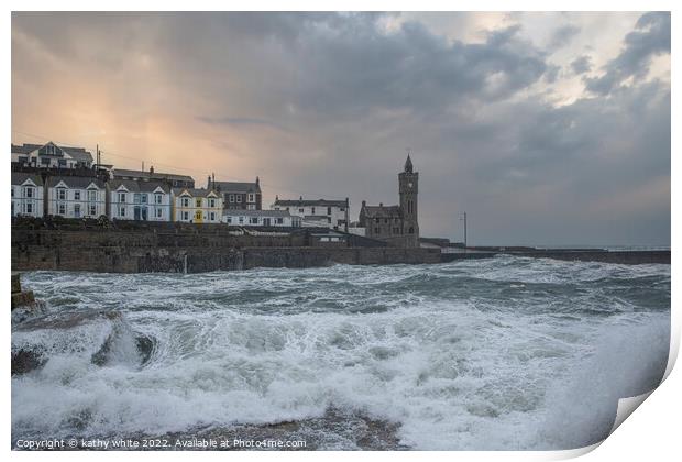 Early morning,Porthleven Harbour Cornwall Print by kathy white