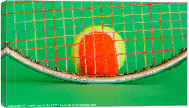 PIXEL ART on a racket and a tennis ball Canvas Print by daniele mattioda