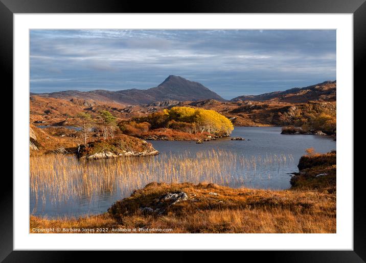 Canisp Autumn Colours Loch Suardalain Scotland Framed Mounted Print by Barbara Jones