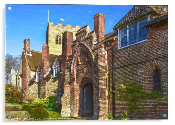 The Church and Almshouses at Ewelme Acrylic by Ian Lewis