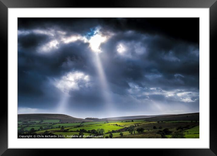 Rays Over Betws Framed Mounted Print by Chris Richards
