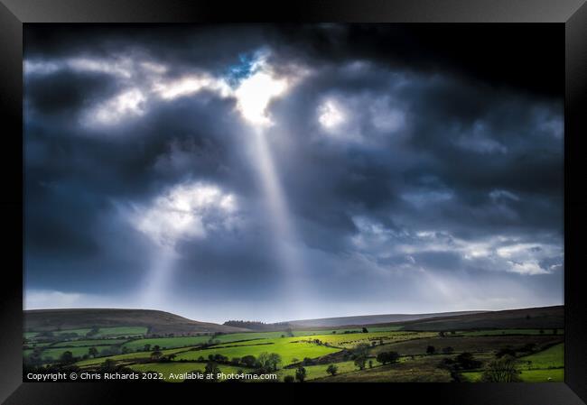 Rays Over Betws Framed Print by Chris Richards