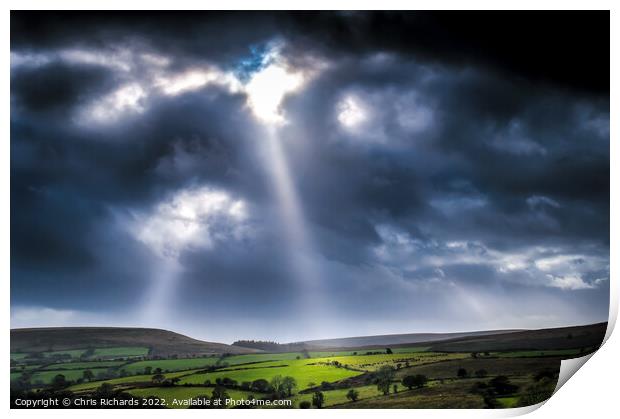 Rays Over Betws Print by Chris Richards