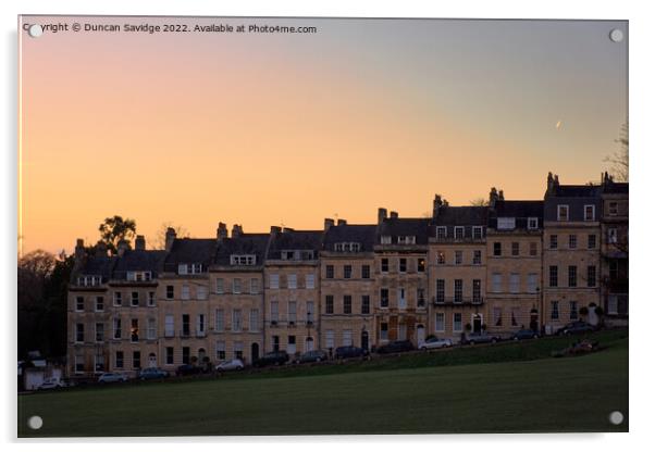 Sunset afterglow over Marlborough buildings Bath Acrylic by Duncan Savidge