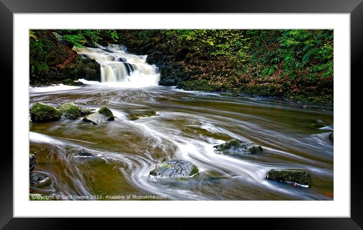 Waterfall Framed Mounted Print by Cecil Owens