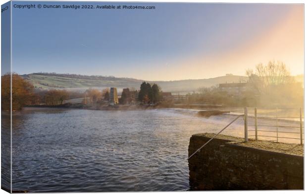 Kelston Mill misty frosty morning sun rise Canvas Print by Duncan Savidge