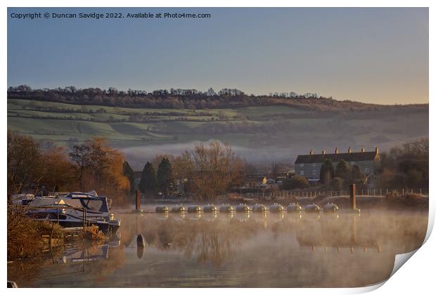 River Avon at Saltford frosty morning misty sunrise  Print by Duncan Savidge