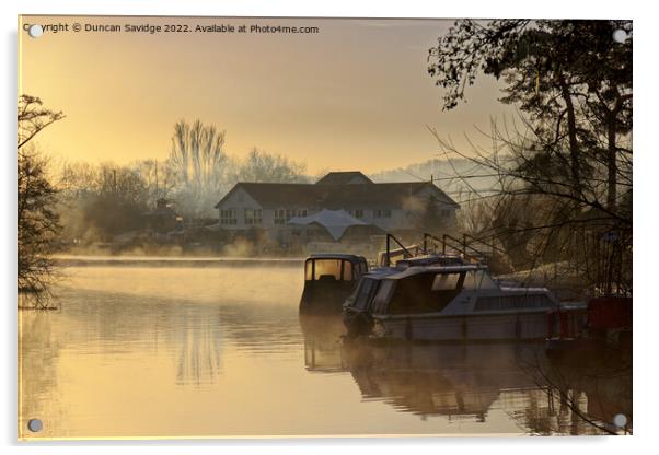 River Avon at Saltford frosty morning misty sunrise  Acrylic by Duncan Savidge