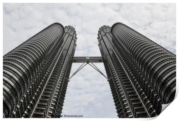 Looking up at the Petronas twin towers, Kuala Lumpur, Malaysia Print by Gordon Dixon