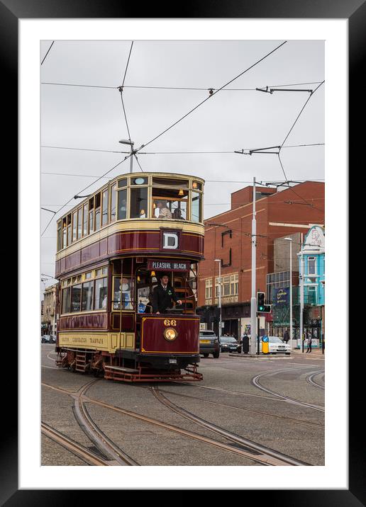 Old double decker tram on the Blackpool waterfront Framed Mounted Print by Jason Wells