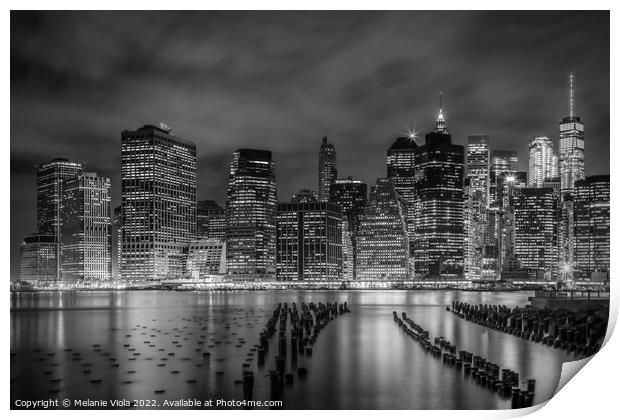 NEW YORK CITY Monochrome Night Impressions  Print by Melanie Viola
