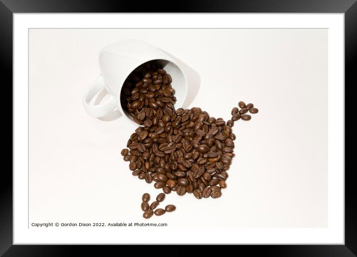 Coffee beans and a symbol of love - roasted beans arrangement Framed Mounted Print by Gordon Dixon