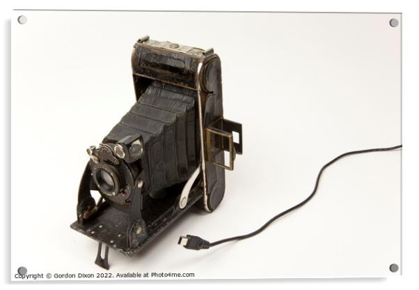No USB connectivity in this antique bellows camera.  Acrylic by Gordon Dixon