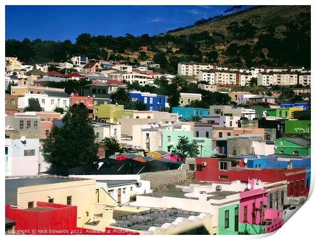 Bo--Kaap colours, Cape Town,S.Africa Print by Nick Edwards
