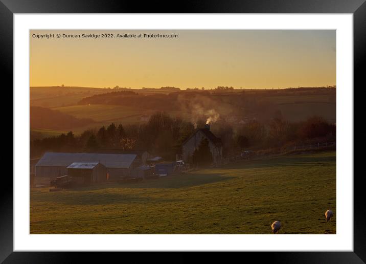 Winter Farm sunset Framed Mounted Print by Duncan Savidge