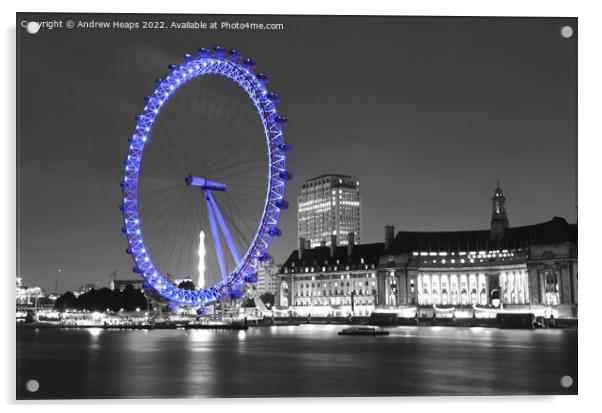 London Eye landmark in blue in the  capital Englan Acrylic by Andrew Heaps