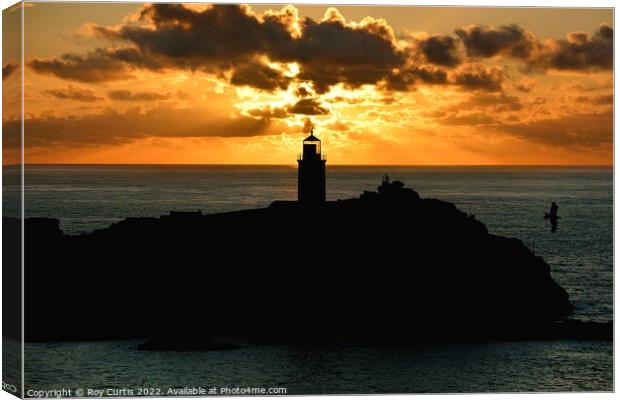 Godrevy Sunset Silhouette Canvas Print by Roy Curtis