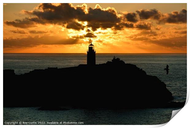 Godrevy Sunset Silhouette Print by Roy Curtis