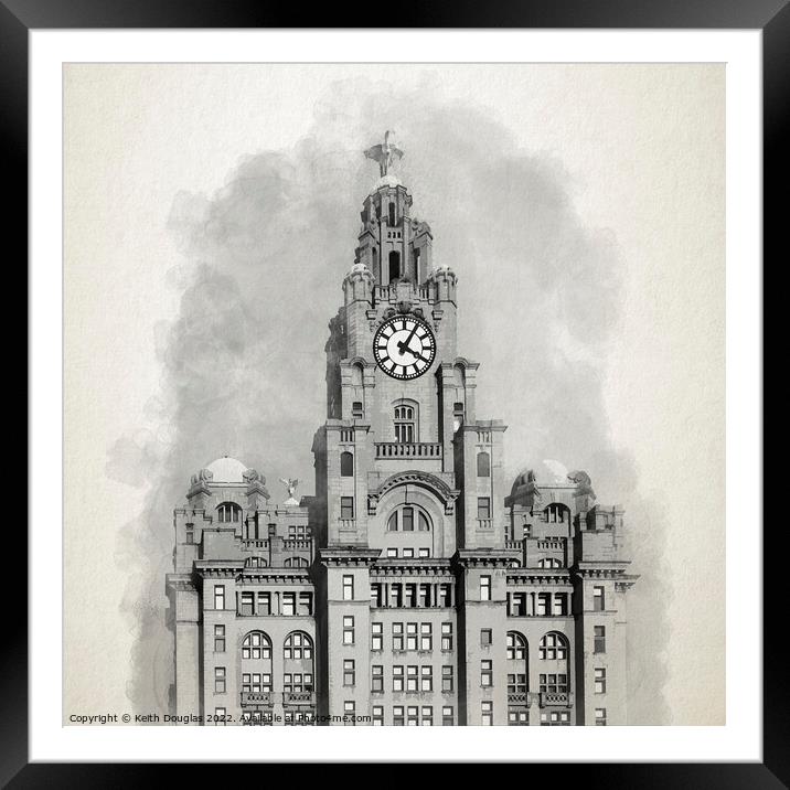 The Liver Building in Liverpool Framed Mounted Print by Keith Douglas