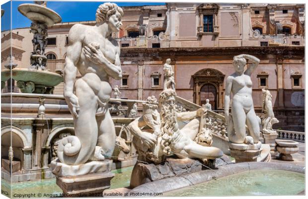 Praetorian Fountain in Palermo, Sicily Canvas Print by Angus McComiskey