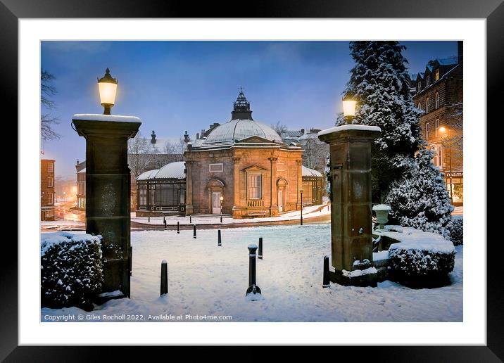 Pump Room Museum Harrogate Snow Framed Mounted Print by Giles Rocholl