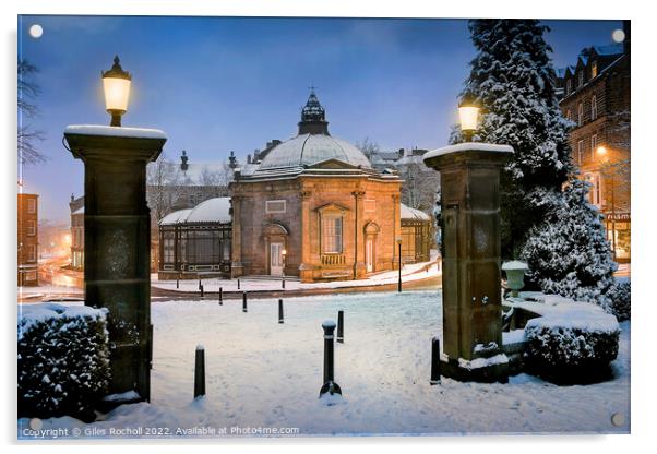 Pump Room Museum Harrogate Snow Acrylic by Giles Rocholl