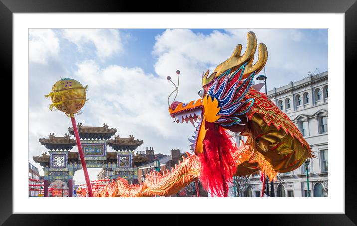 Dragon chasing the pearl Framed Mounted Print by Jason Wells