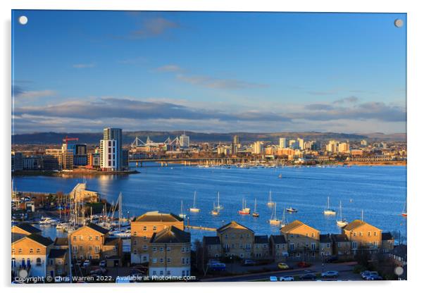 View over Cardiff Bay Cardiff Wales Acrylic by Chris Warren