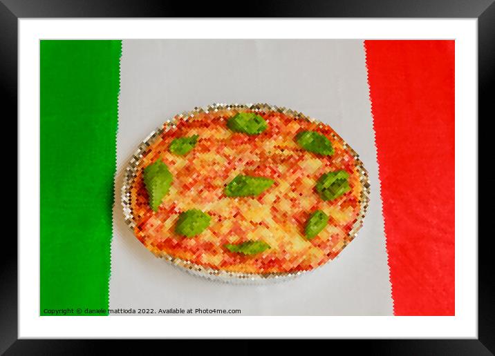 PIXEL ART on italian pizza Framed Mounted Print by daniele mattioda