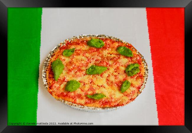PIXEL ART on italian pizza Framed Print by daniele mattioda