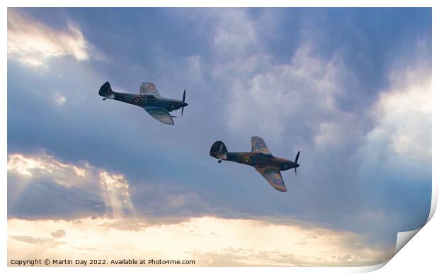 Majestic WWII Planes in Flight Print by Martin Day