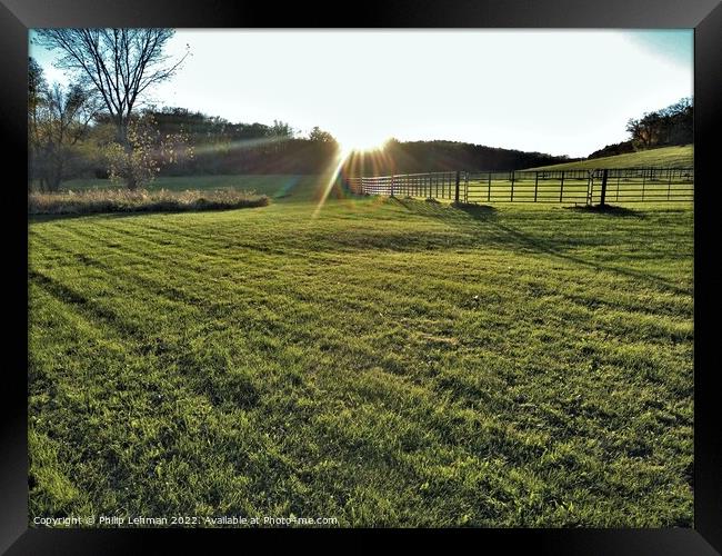 Horse Corral at Sunset Framed Print by Philip Lehman