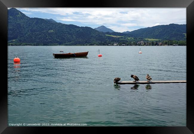 Beautiful view at lake Schliersee in Bavaria, Germany Framed Print by Lensw0rld 