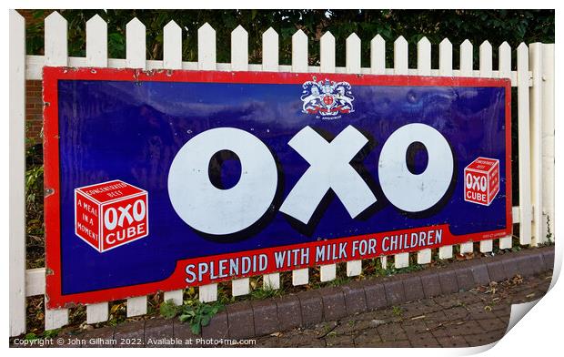 OxO Cube Sign  Splendid with Milk for Children  An Enamel Advertising Sign Print by John Gilham